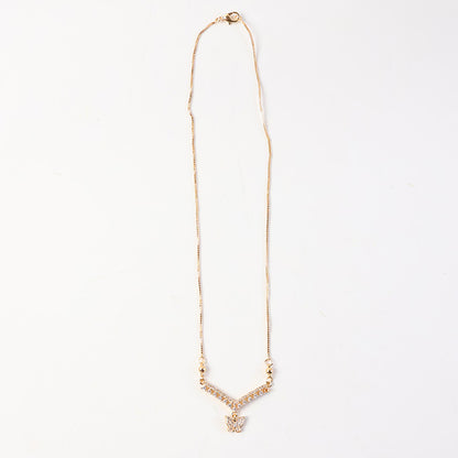 Butterfly Charm V-Shape Pendant Necklace