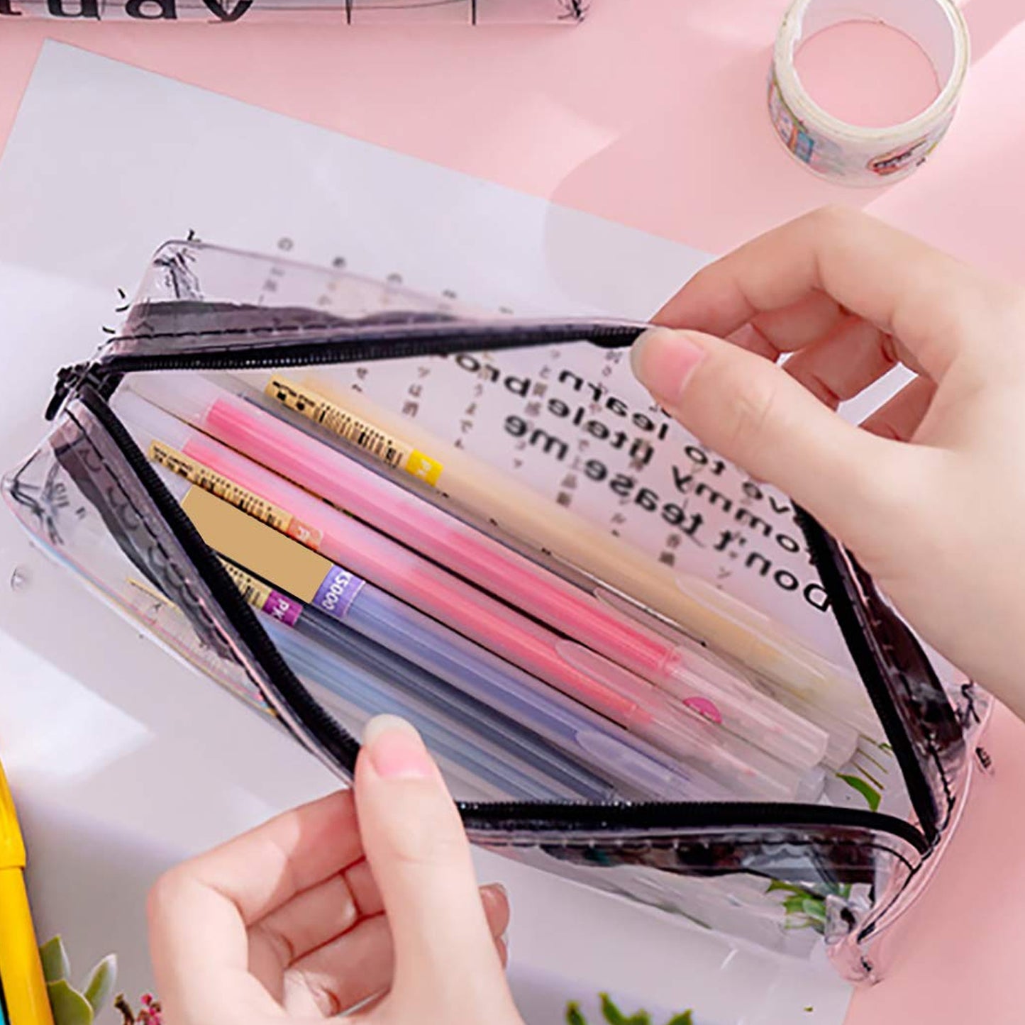 Transparent Pencil Pouch With Zipper (1 Pc)