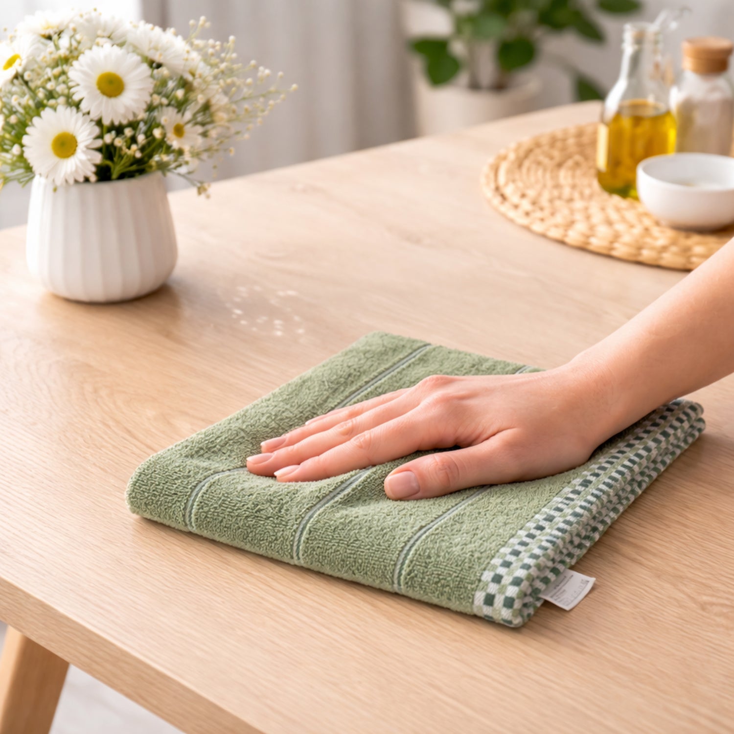 Soft cotton cleaning cloth on white background