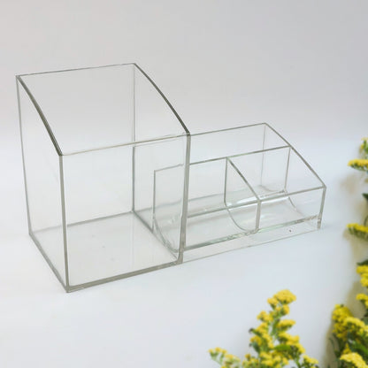 Khyati Elite Acrylic Desk Organizer – Multi-Compartment Transparent Stationery Holder
