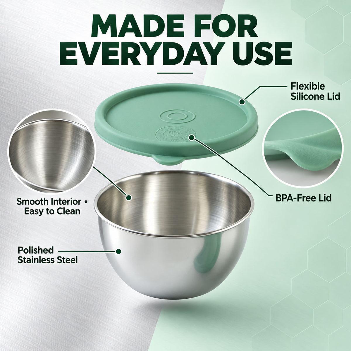Apex Stainless Steel Container 400 ML with Lid, Kitchen Gift Set (2 Pc Set)