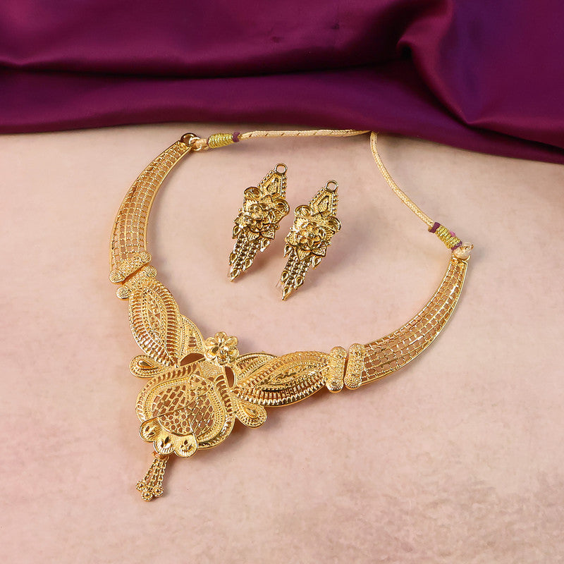 Elegant Meshwork Choker Necklace Set – Premium Handcrafted Design for Festive & Bridal Looks