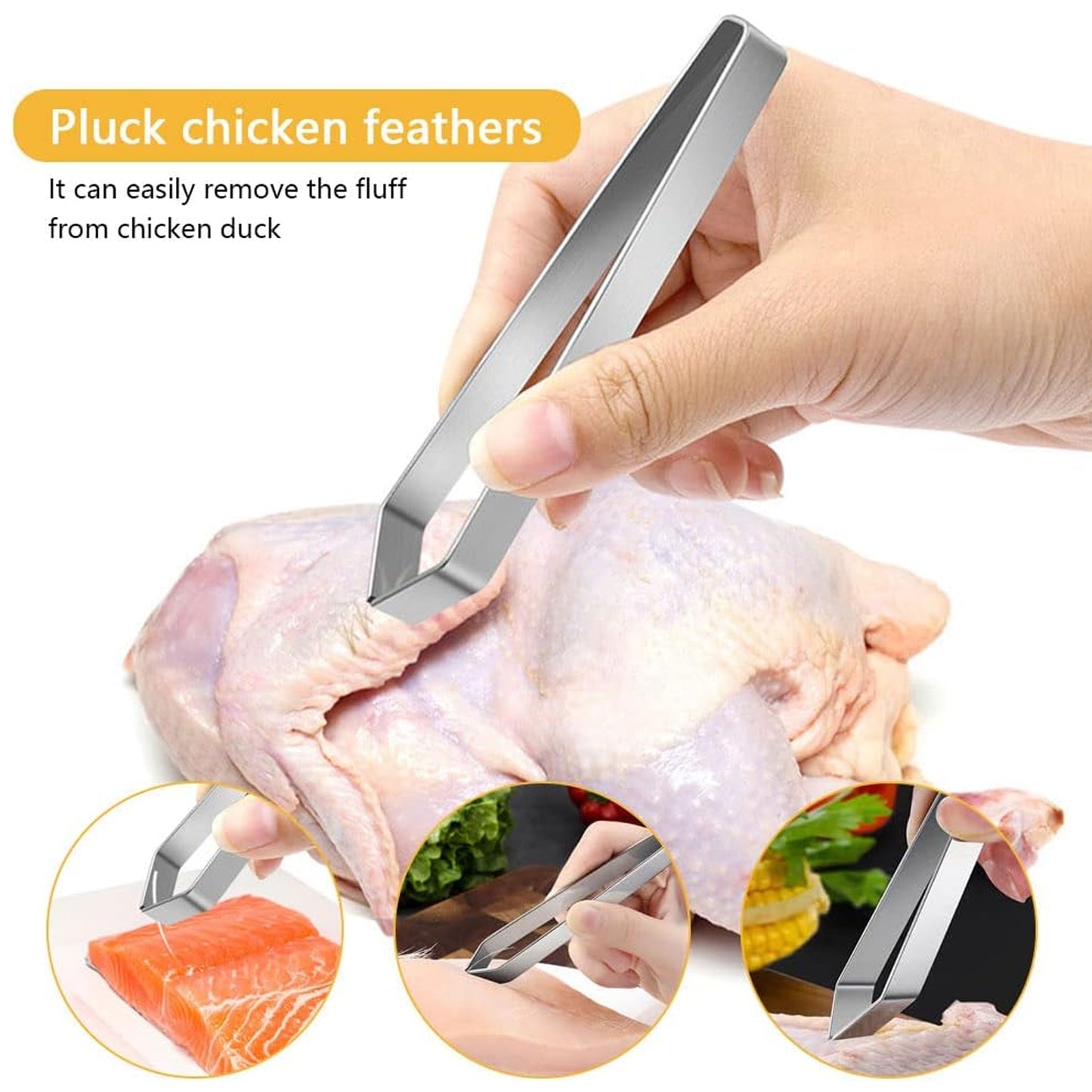 Stainless Steel Fish Bone Tweezer (1 Pc)