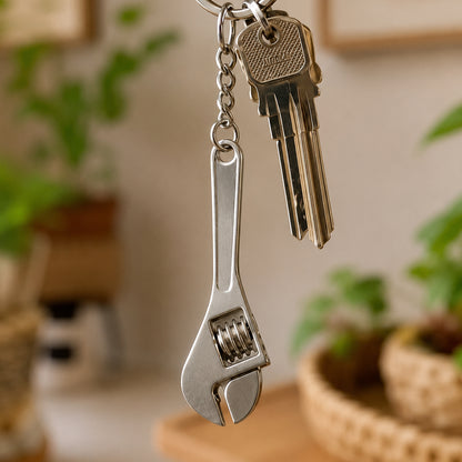 Mini Adjustable Wrench Keychain Metal Spanner Key Ring for Bag (1 Pc)