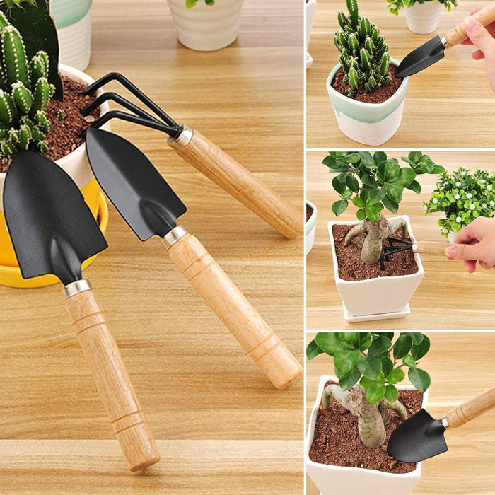 0541 Small sized Hand Cultivator, Small Trowel, Garden Fork (Set of 3)