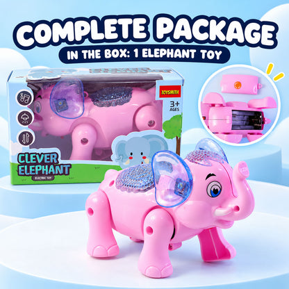 Musical Elephant Toy with Colourful Lights for Fun Indoor Playtime (1 Pc)