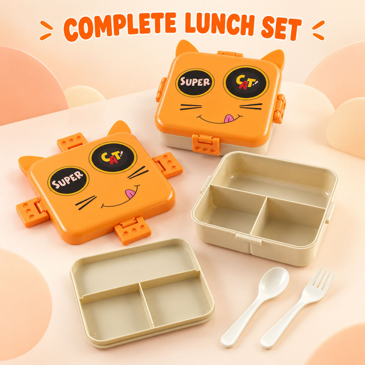 Close-up of panda design kids lunch box.