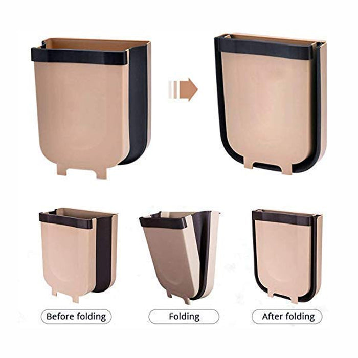 Folding Trash Can Multifunctional Rubbish Bin Hanging for Door Dorm Camping