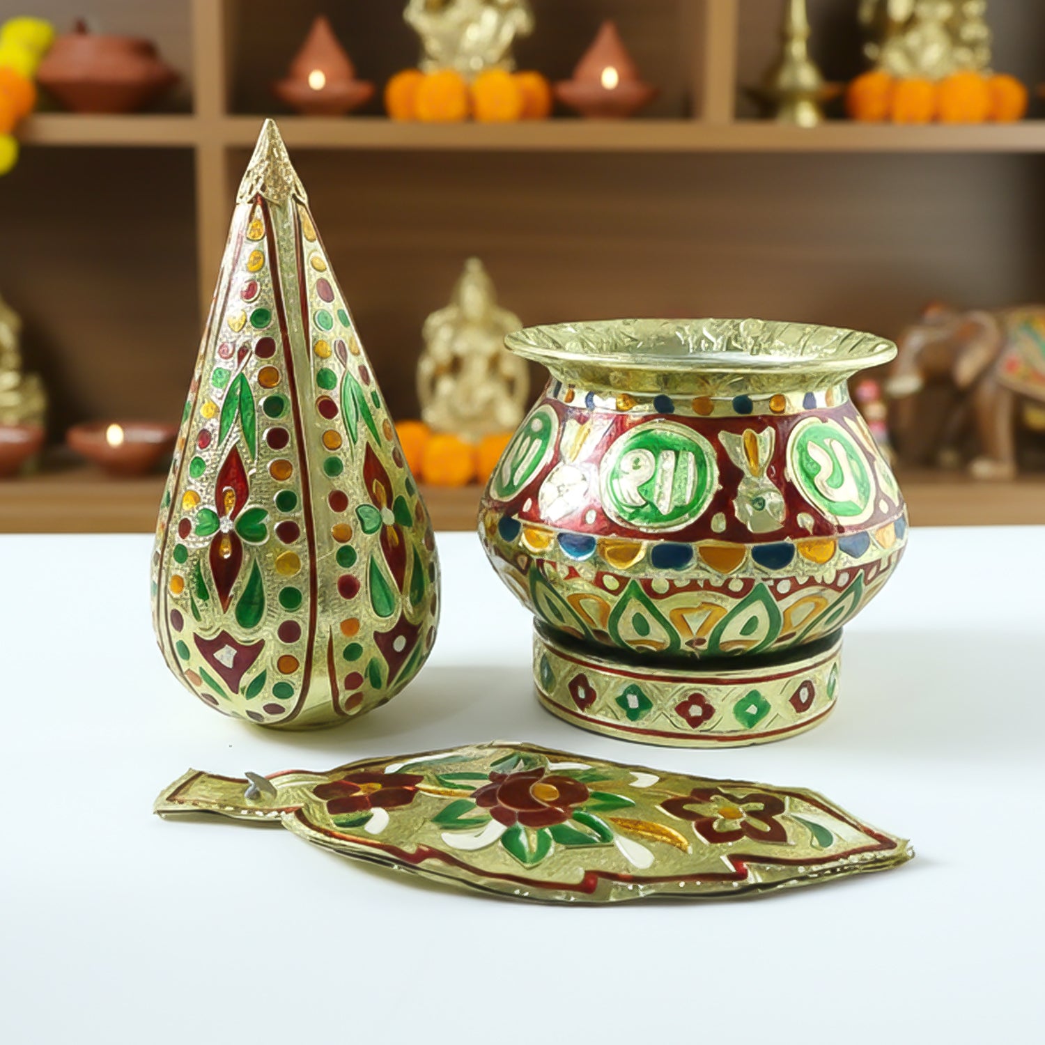 Traditional Decorative Pooja Kalash (1 Set)