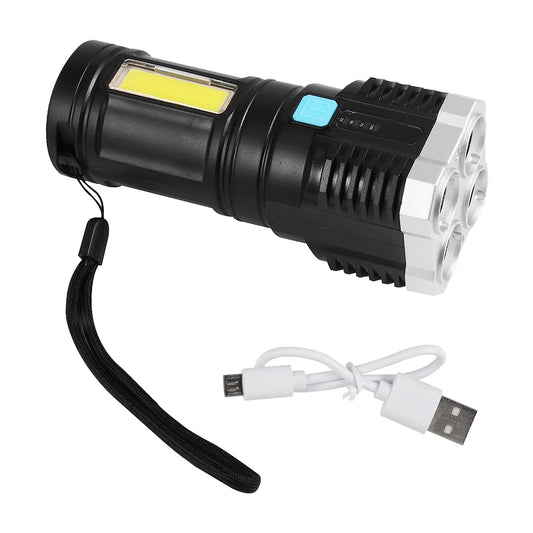 Strong LED torch light with long beam range and COB light for outdoor activities