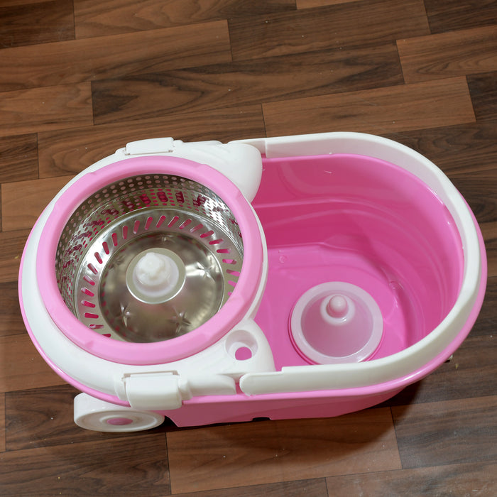 Spin Mop with Bucket for Floor Cleaning - Magic Mop Set with Steel Spin, Mop Stick, and Bucket for Home & Office