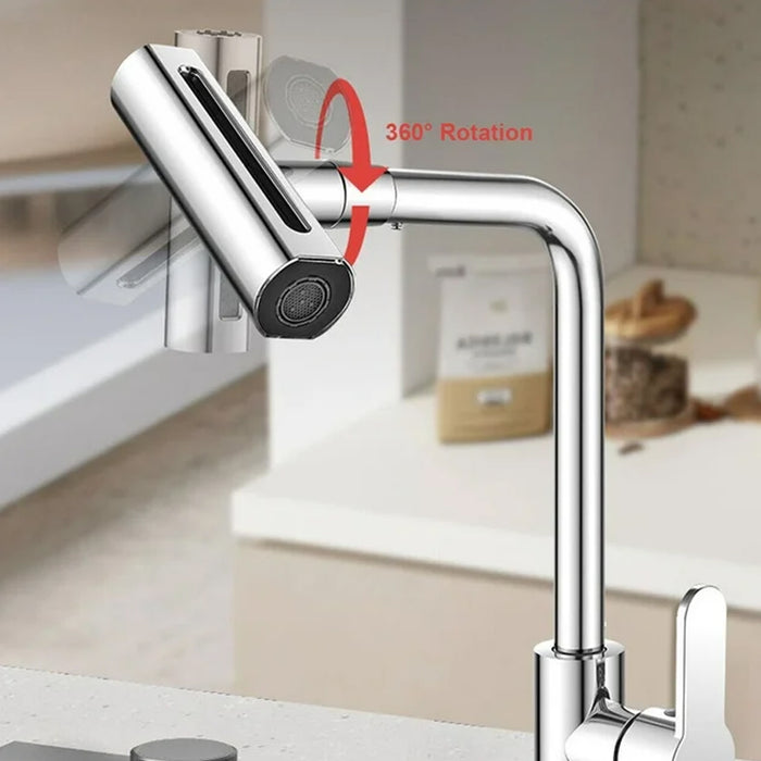 Multifunction Shower Waterfall Kitchen Faucet, 360° Rotation Waterfall Kitchen Faucet, Touch Kitchen Faucet, Faucet Extender for Kitchen Sink, Swivel Waterfall Kitchen Faucet for Washing Vegetable Fruit (4 In 1 )