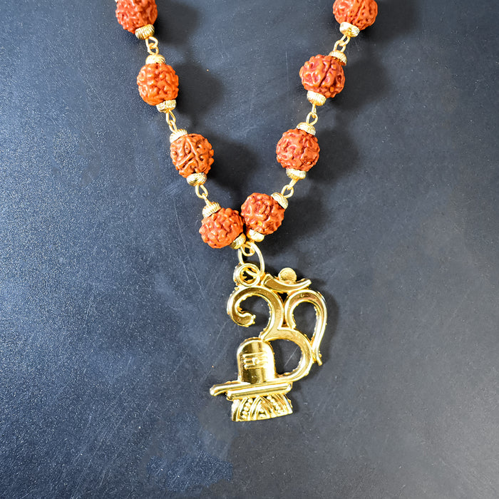 Om Pendant with Rudraksha and Shivling: Divine Protection and Blessings