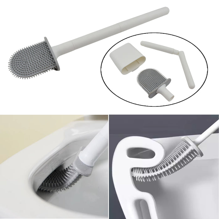 Portable Silicone Toilet Brush with Holder Flex Toilet Brush - Wall Mounted Anti-drip Set Toilet Cleaner Brush | Non-Slip Long Handle Toilet Brush Pack of 1