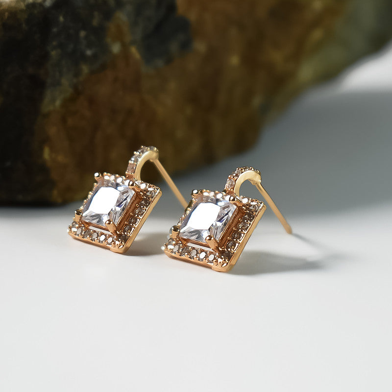 Stylish Square Cut CZ Stone Drop Earrings for Women
