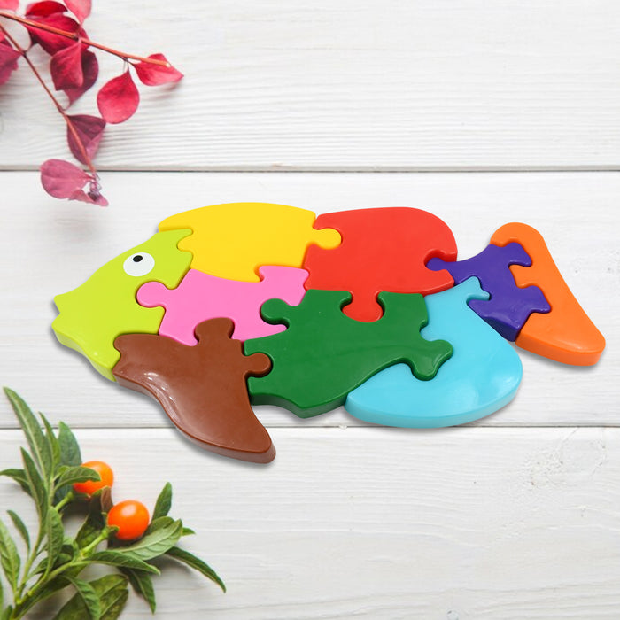 Plastic Fish & Elephant Shape Puzzle Building Blocks Toy Non-Toxic Puzzle Blocks Fish Puzzle Educational Toys for Toddler / Little Kid / Big Kid (2 Pc Set)