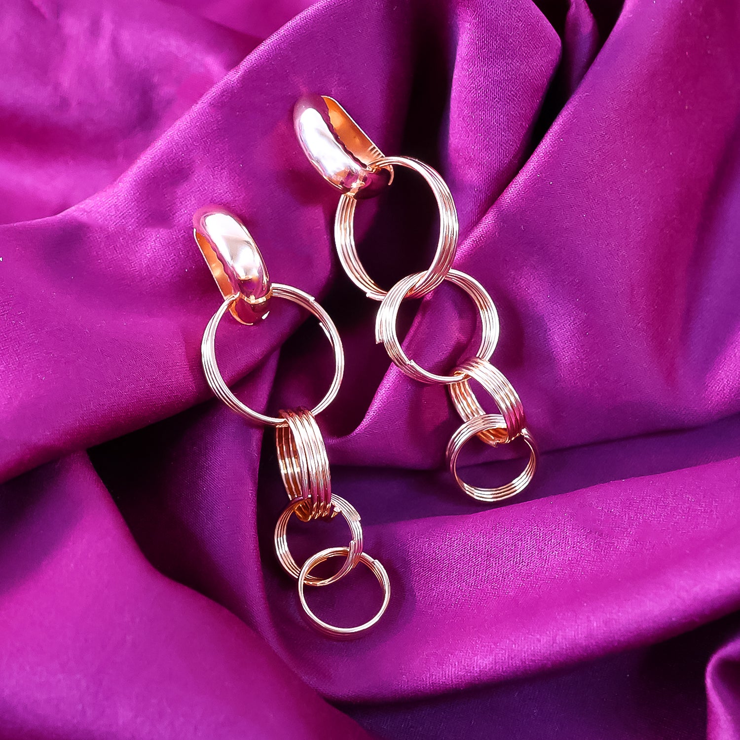 Gold Toned Contemporary Drop Earrings (Pair Of 1)