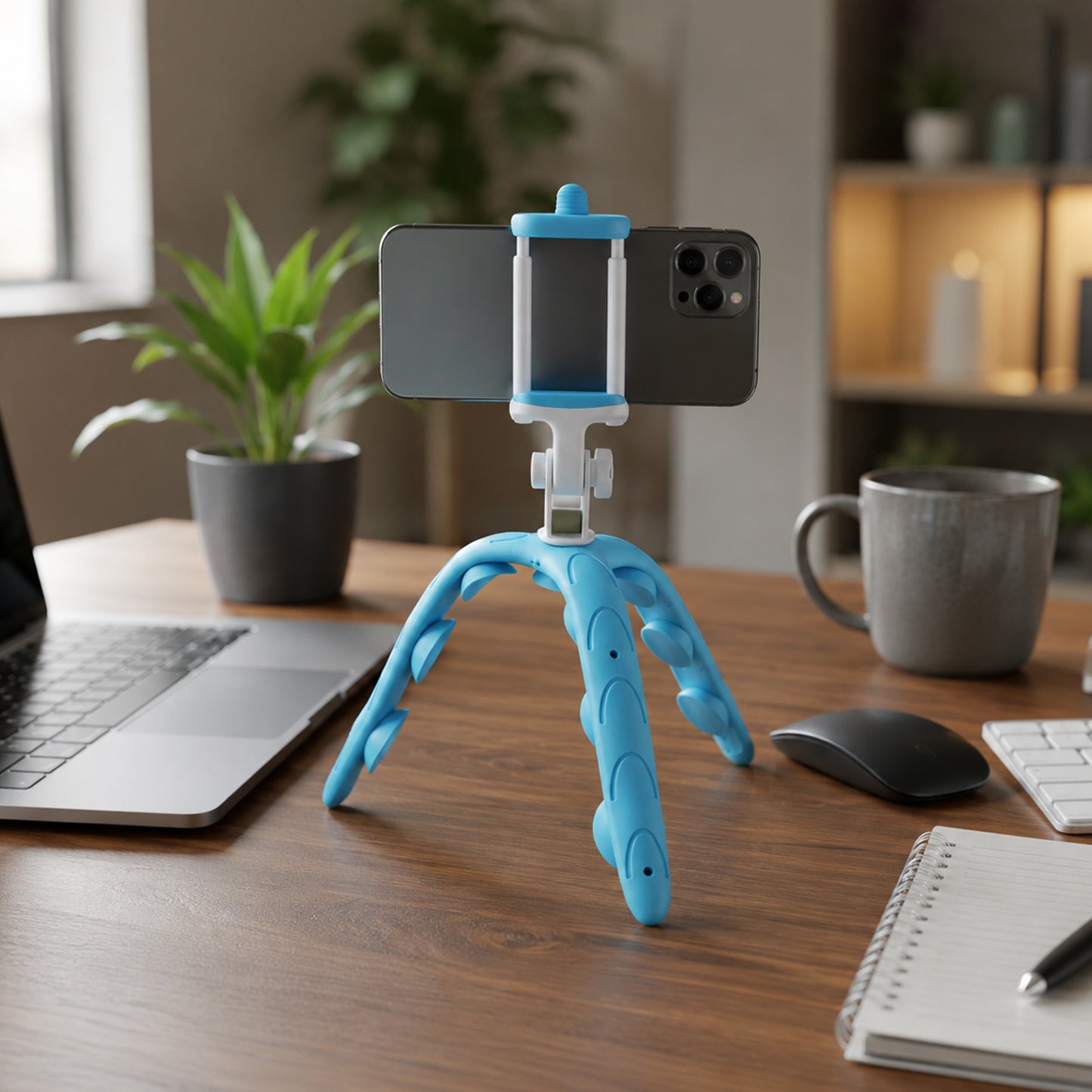 Flexible Neck Mobile Phone Holder with Adjustable Clamp for Bike and Desk (1 Pc)