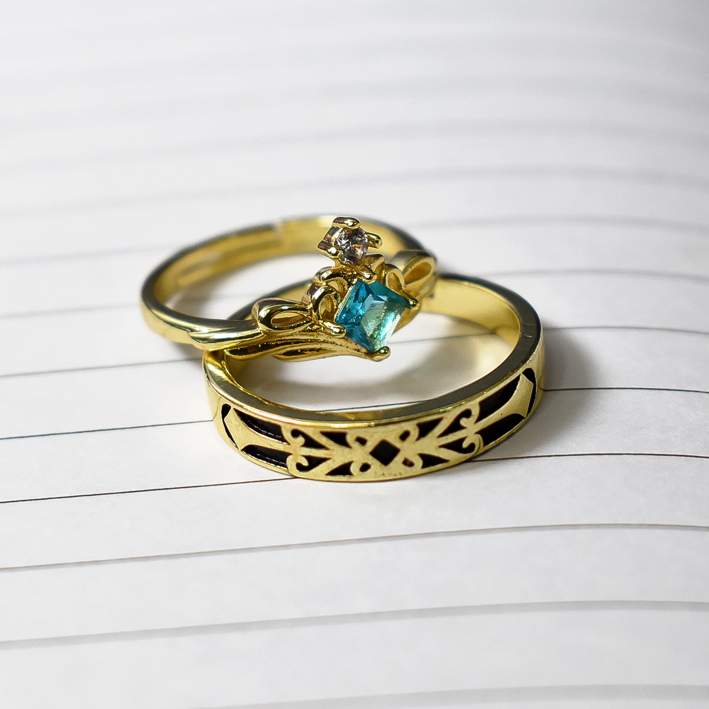 Elegant Gold-Tone Ring Set for Couples