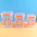 Airtight Food Storage Set – Square Floral Design, 3 Pcs