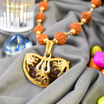 Om Pendant with Rudraksha and Trishul: Divine Protection and Blessings