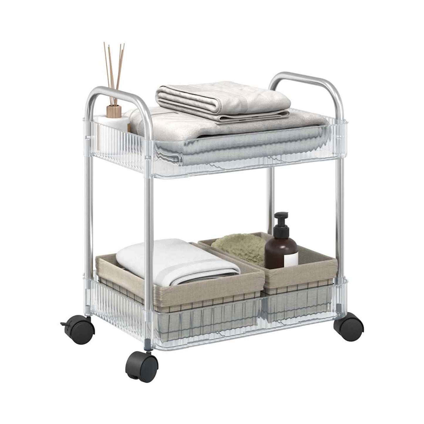 2 Layer Multipurpose Storage Trolley with Wheels (1 Pc)