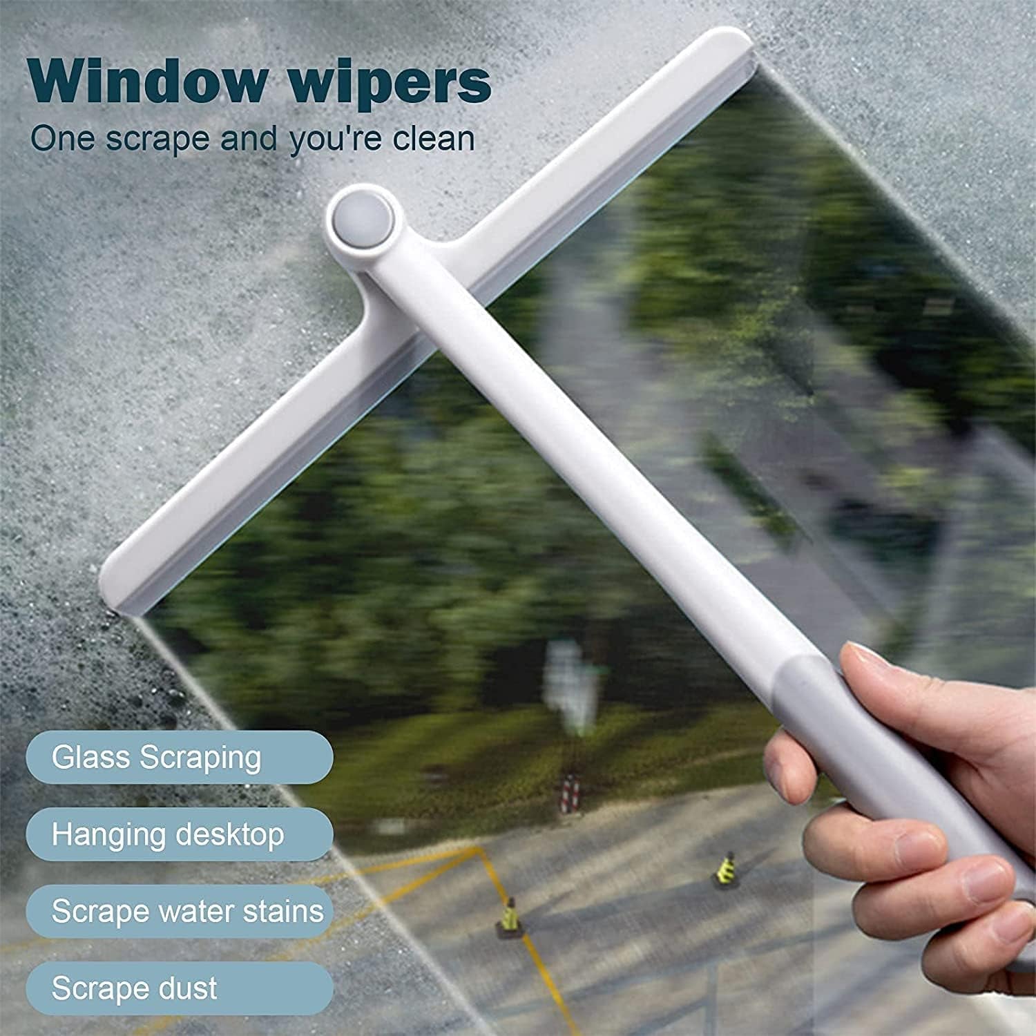 2-in-1 Window Glass Cleaning Wiper with Microfiber Pad