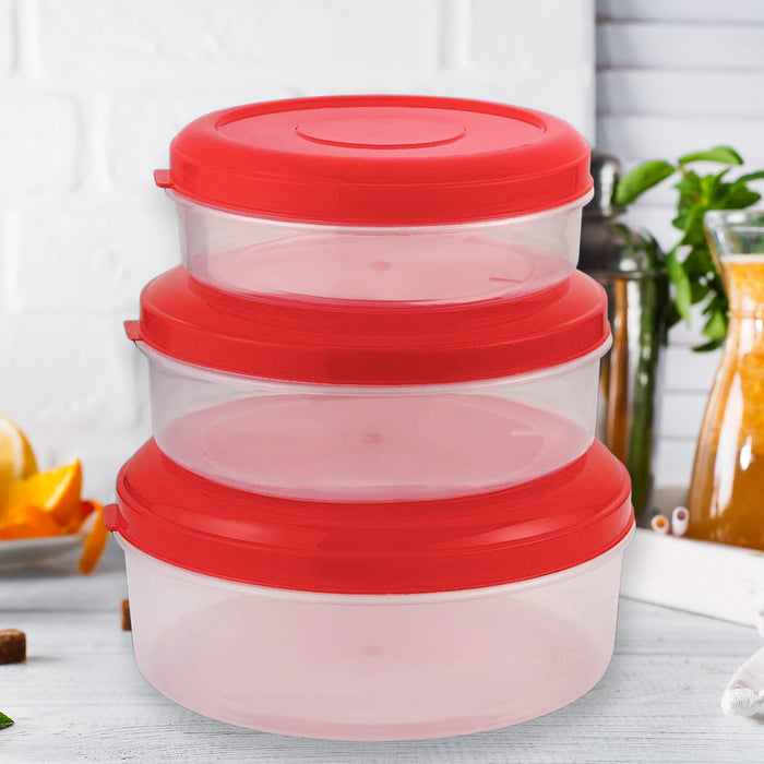 2062 Heavy Plastic Material Stackable & Reusable Classic Round Plastic Big Storage Container Box For Kitchen & Home Organization (PACK OF 3)