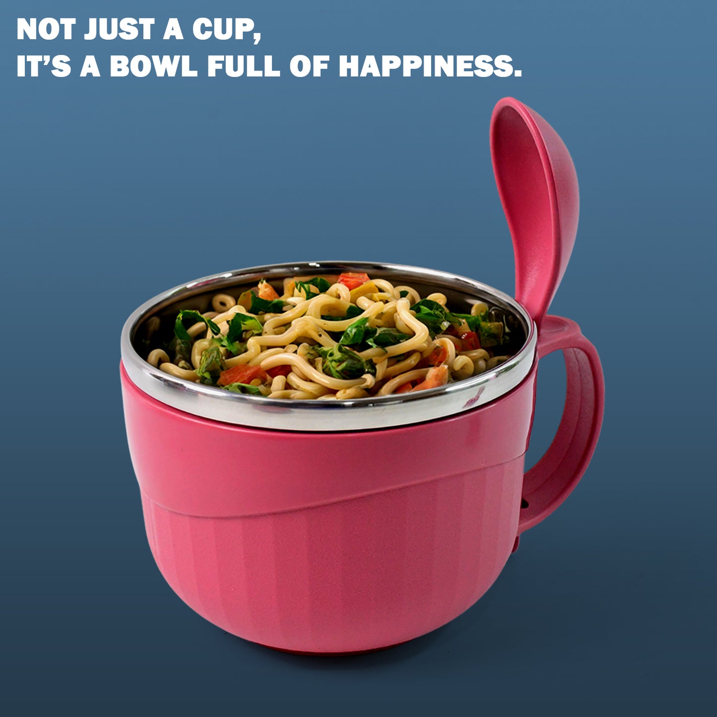 Apex Premium 700 ML Multipurpose Noodle Bowl with Handle, Lid and Fork