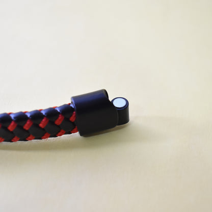 Black Red Braided Leather Bracelets for Men