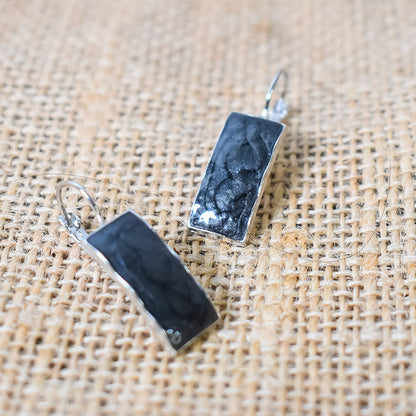 Black Rectangular Bar Dangle Earrings