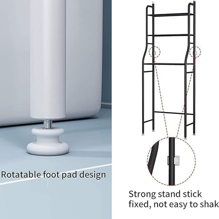 Multi-Layer The Toilet Storage Rack Metal | Bathroom Shelf Space Saving Organizer for Laundry Room Wash Basin Floor Stand