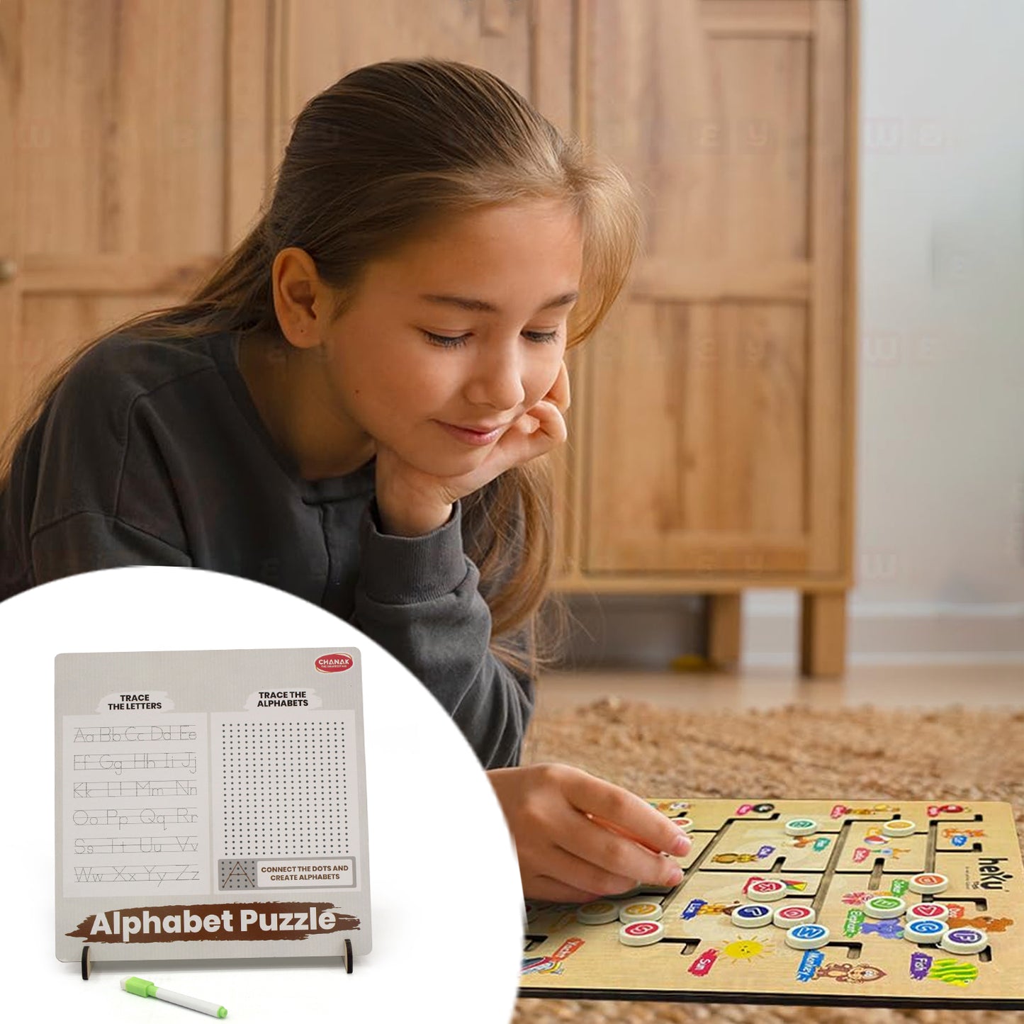 Alphabet Puzzle for Kids | Tracing & Learning Board with Animal Illustrations