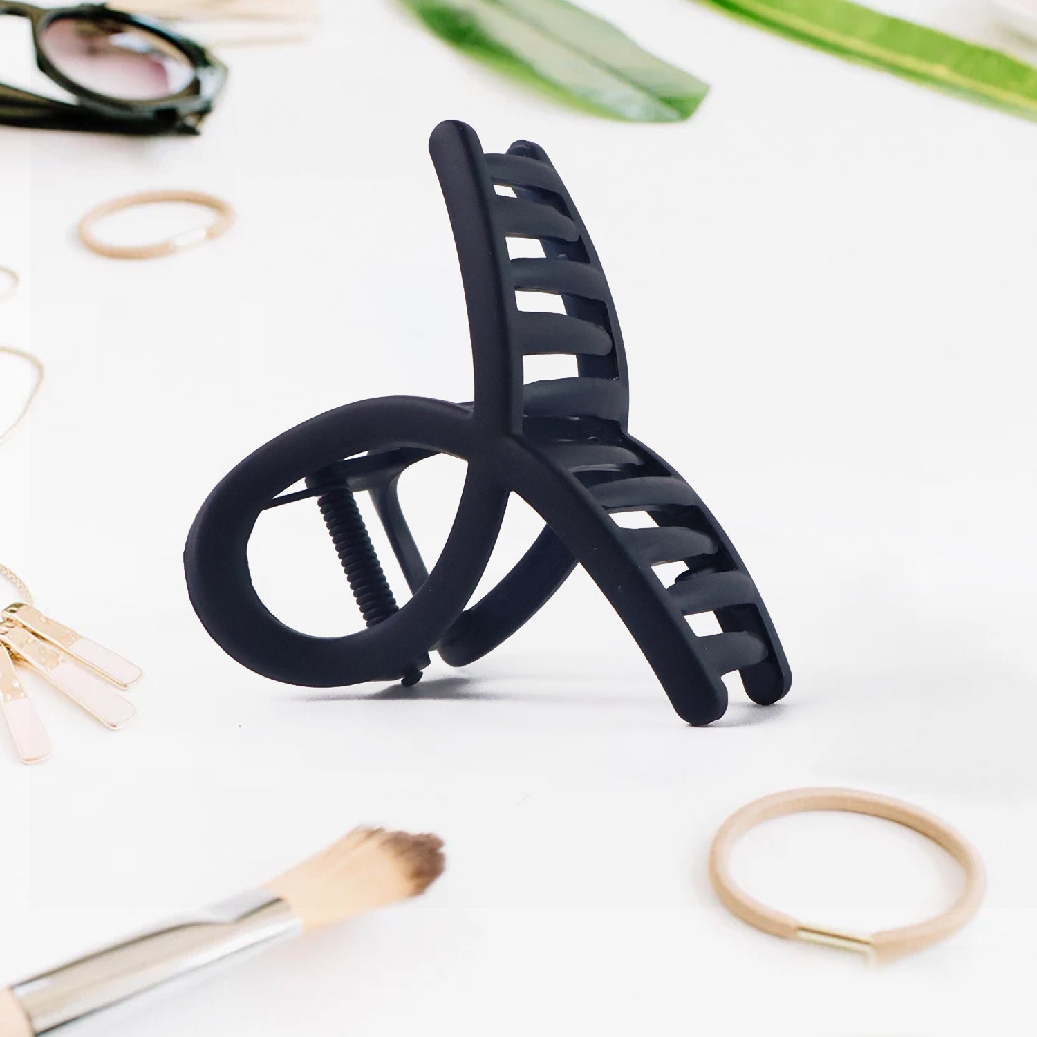 Plastic Hair Clamp Grip, Simple Matte Hair Barrette Clamp (12 Pc /  Mix Design)