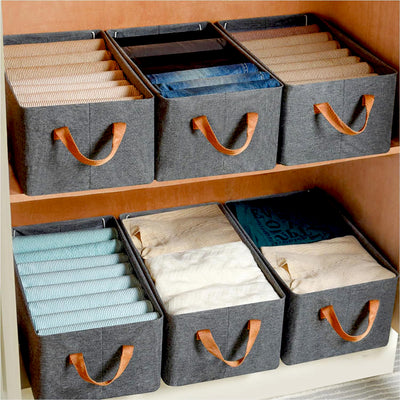 Foldable Storage Box – 46.5 cm Cotton Linen Organizer | Organivo