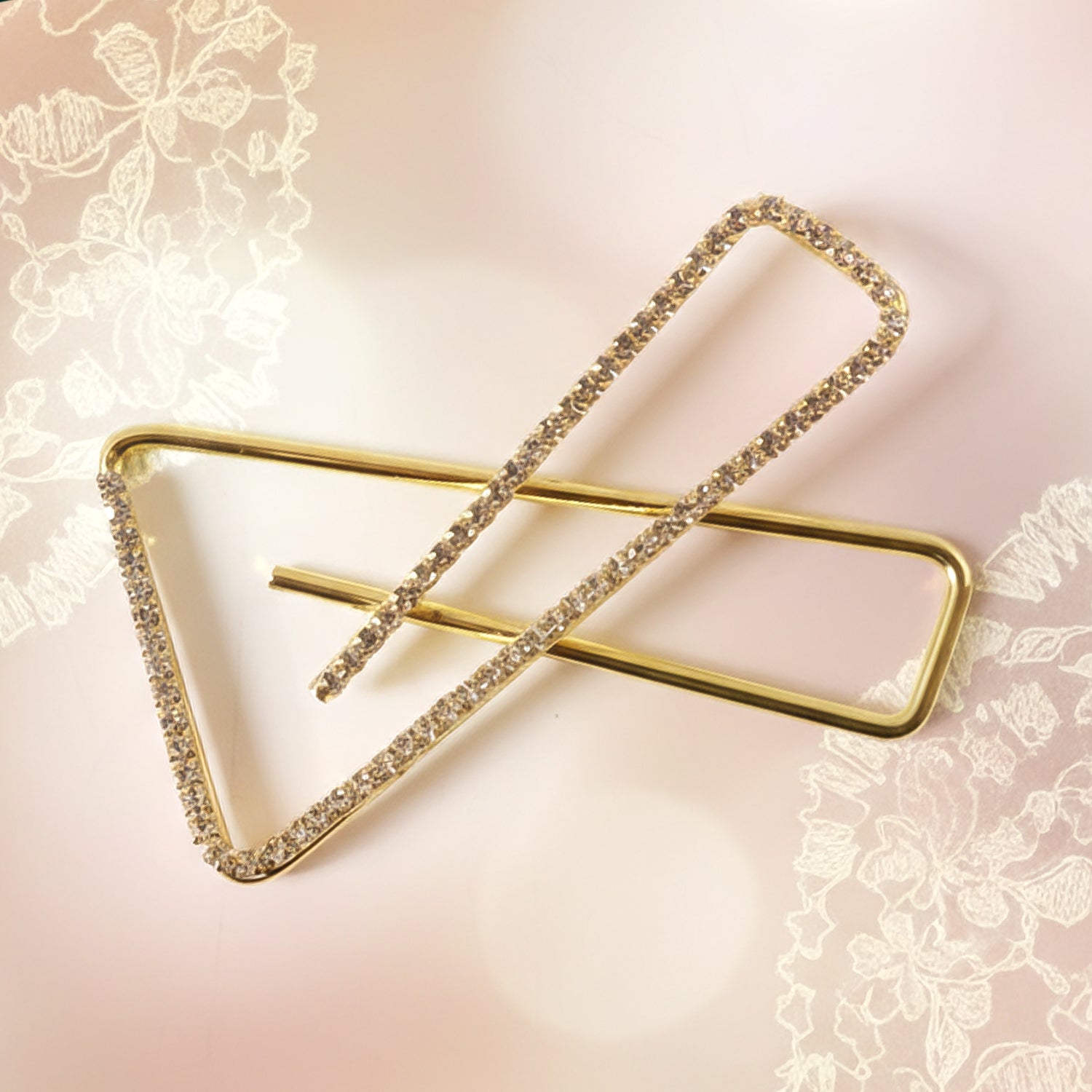Premium Golden Crystal Triangle Saree Safety Pin Brooch (1 Pc)