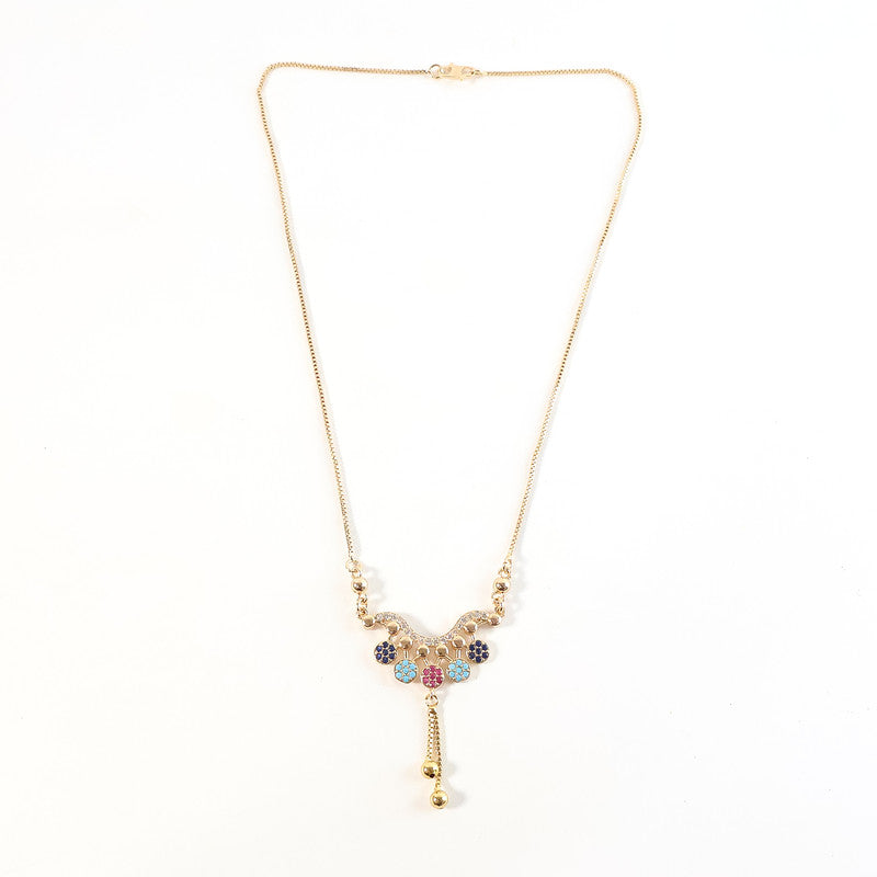 Gold-Plated Multicolor Pendant Necklace for Women