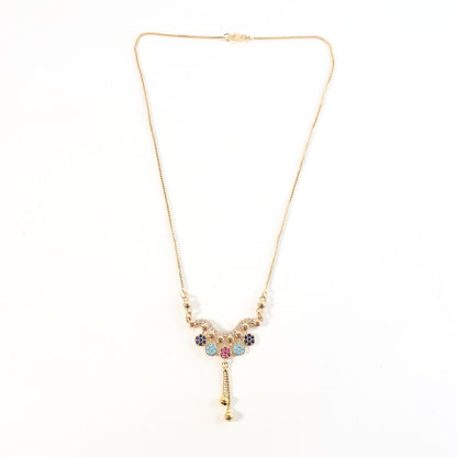 Gold-Plated Multicolor Pendant Necklace for Women