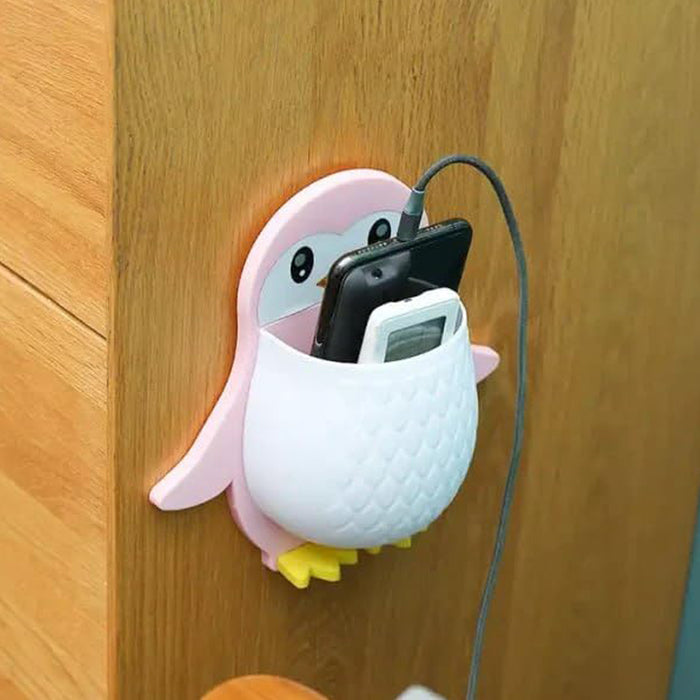 Penguin Storage Box, Adhesive Remote Case, Electric Toothbrushes Holder, Universal Controller Holder, Wall Nightstand, Office Plastic Wall Mount