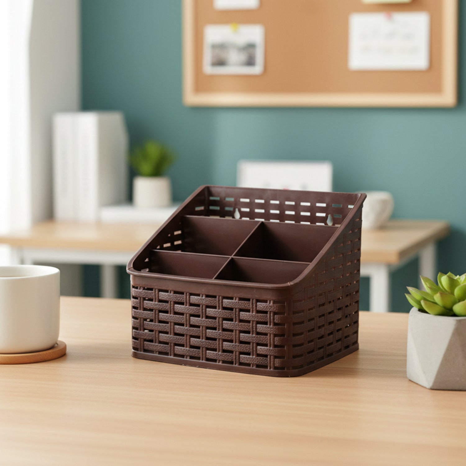 5 Compartment Multipurpose Desk Organizer Basket (1 Pc)
