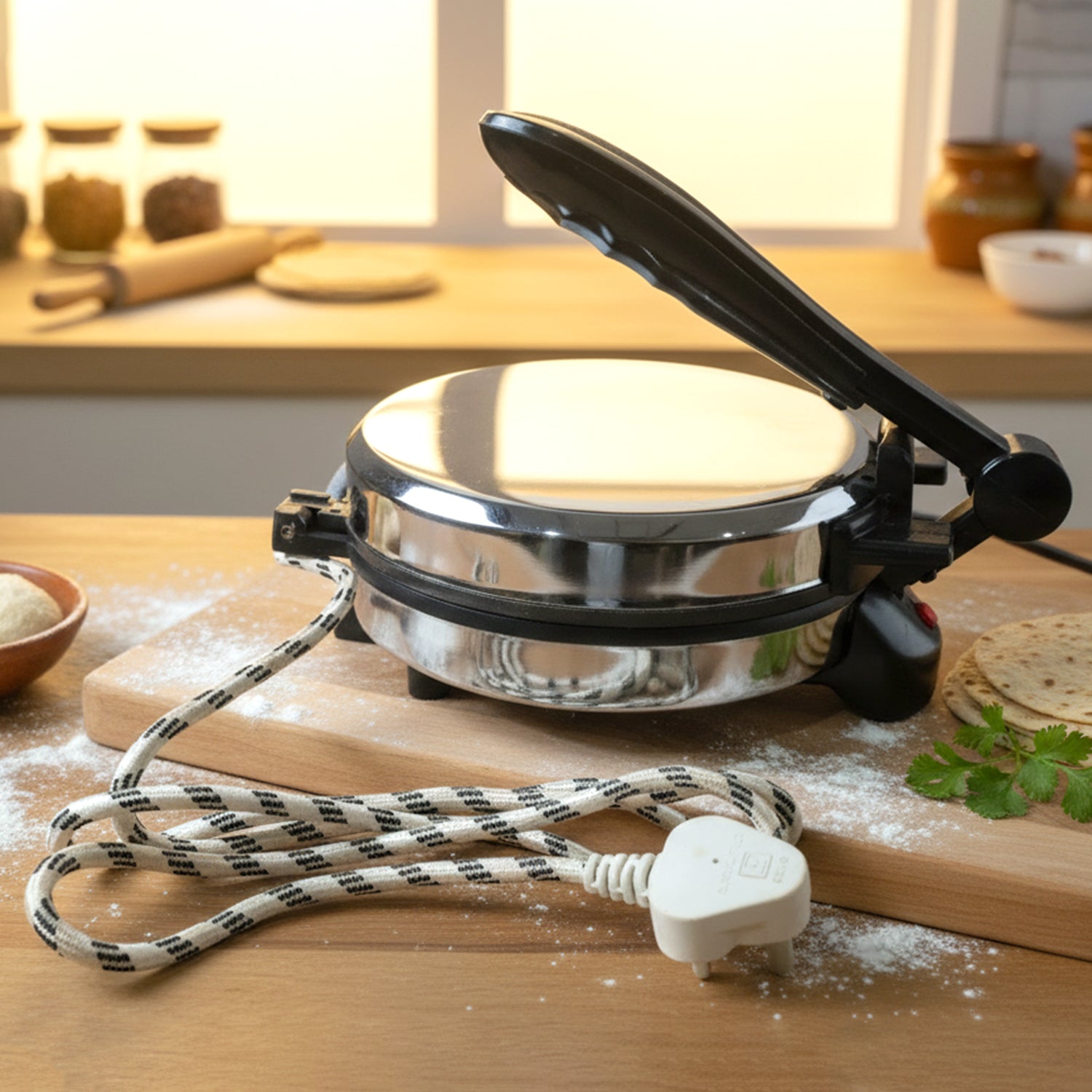 Electric Roti Maker with Stainless Steel Heating Plate (1 Pc)