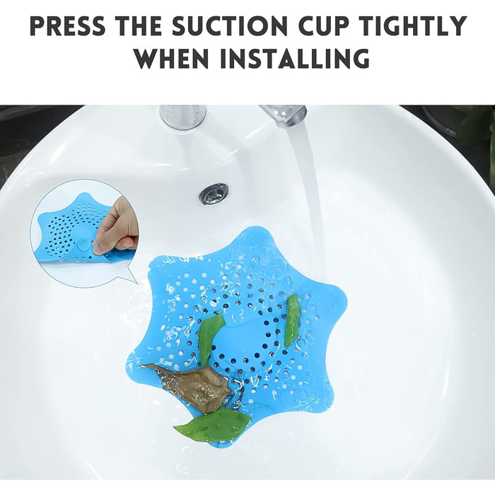 Star Shape Suction Cup Kitchen Bathroom Sink Drain Strainer Hair Stopper Filter, Star Shaped Sink Filter Bathroom Hair Catcher, Drain Strainers Cover Trap Basin (1 Pc)