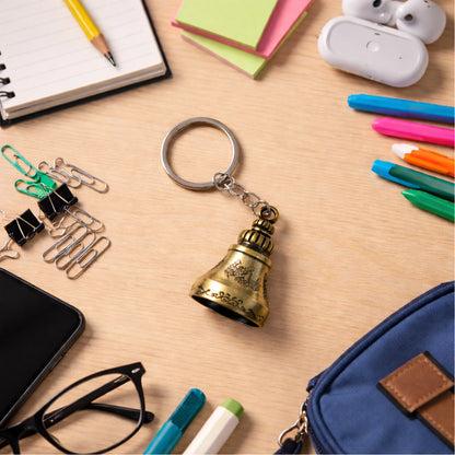 Metal Small Temple Bell Keychain, Motorcycle Bell Keychain (1 Pc / Mix Color)