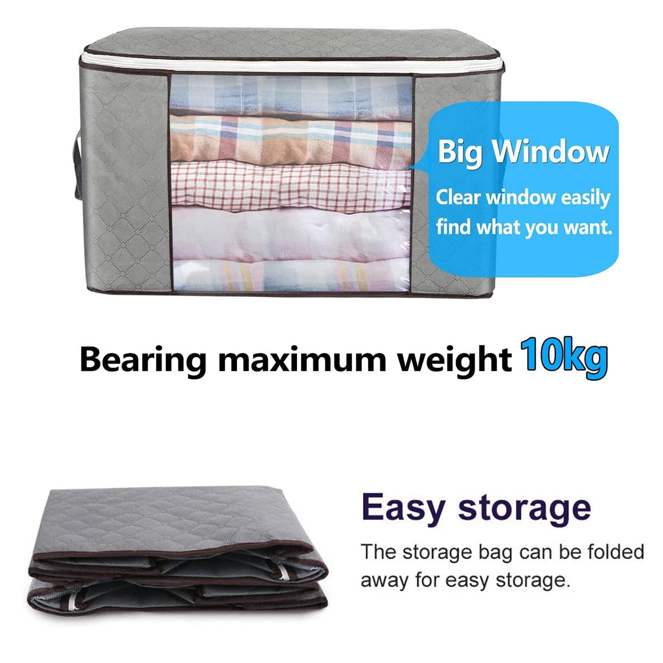 Travel Storage Bag for Clothes & Essentials | Multipurpose Clothes Organizer with Zipper, Lightweight Foldable Travel Organizer Bag for Luggage, Toiletries, Accessories, Home & Travel, Grey (Size: 35x25x10*cm) - Grey - Image 4