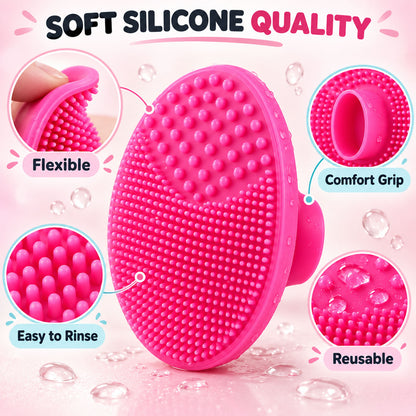 Small Silicone Face Scrubber with Grip Knob, Soft Face and Scalp Brush (1 Pc)