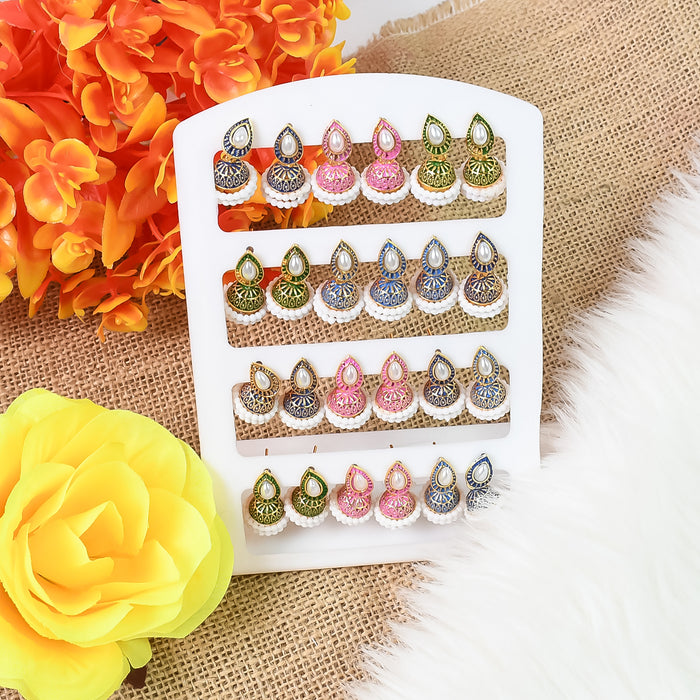 Designer Eye Design Jumka Earrings Set Of 12 Pairs