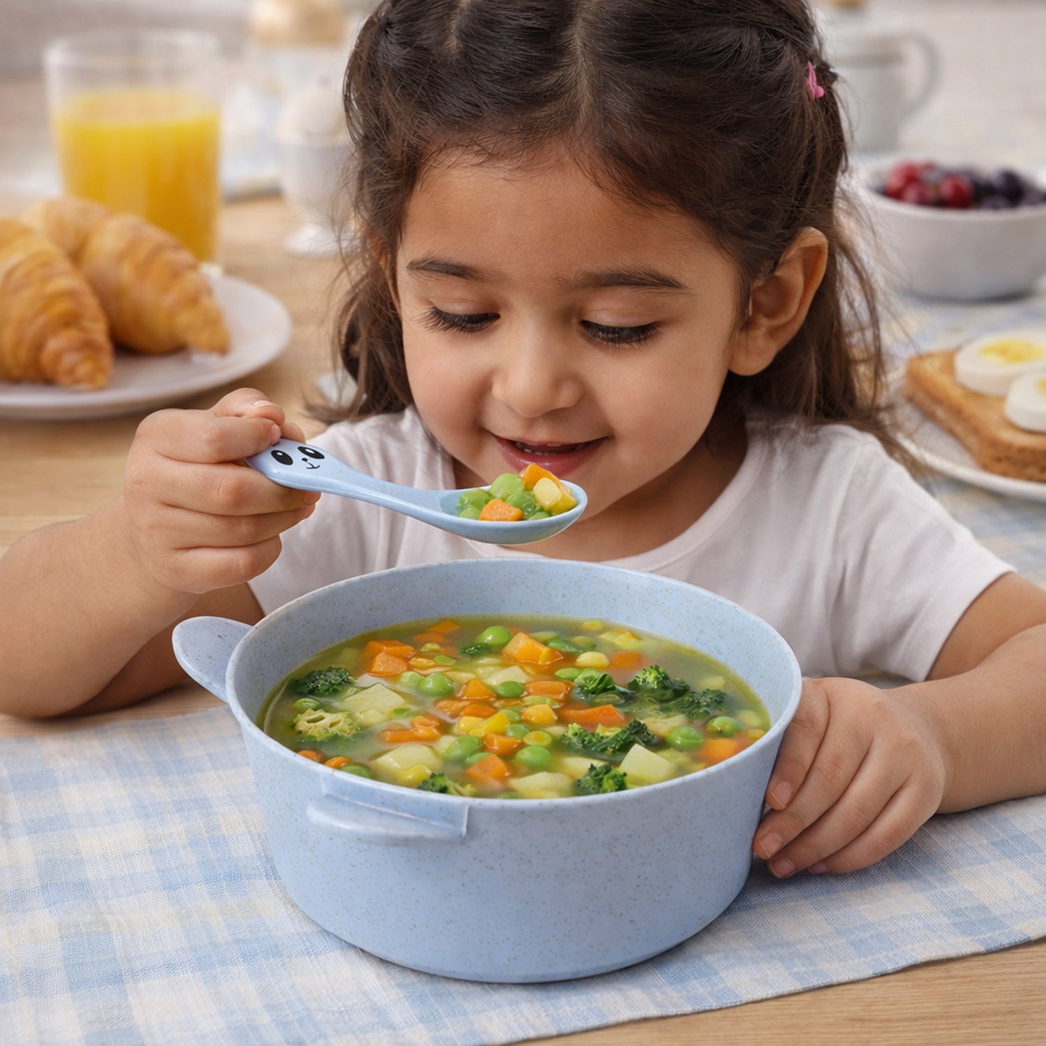 Wheat Straw Kids Soup Bowl with Matching Spoon (240ML, 1 Set )