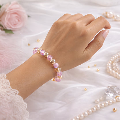 Elegant Dual-Tone Crystal Beaded Stretch Bracelet (1 Pc)