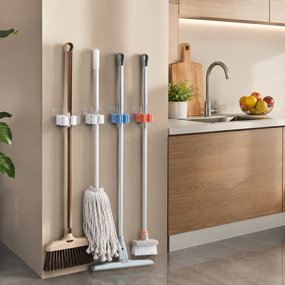 Wall mounted mop broom organizer