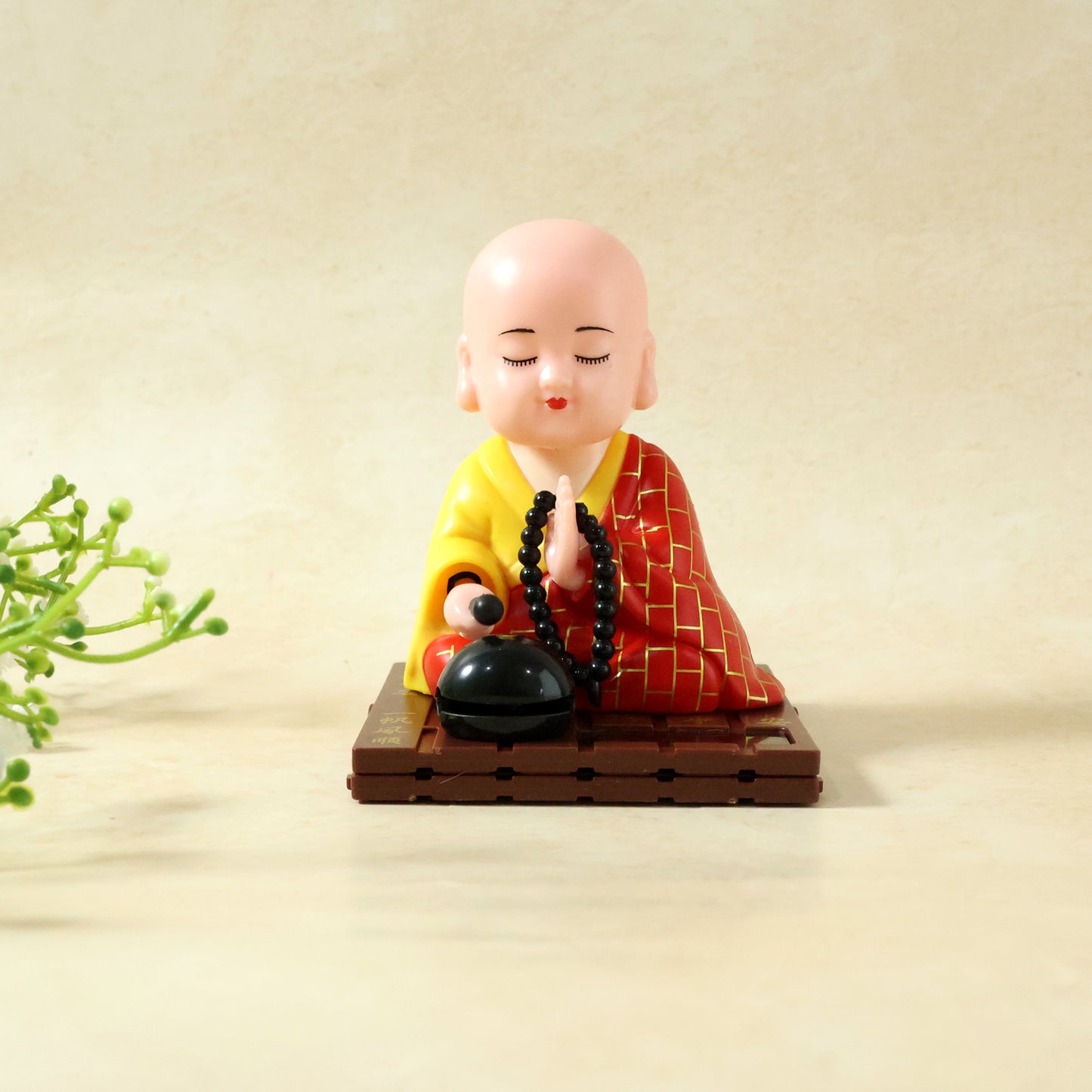 Red Solar Powered Sitting Buddha Statue (1 Pc / Medium)